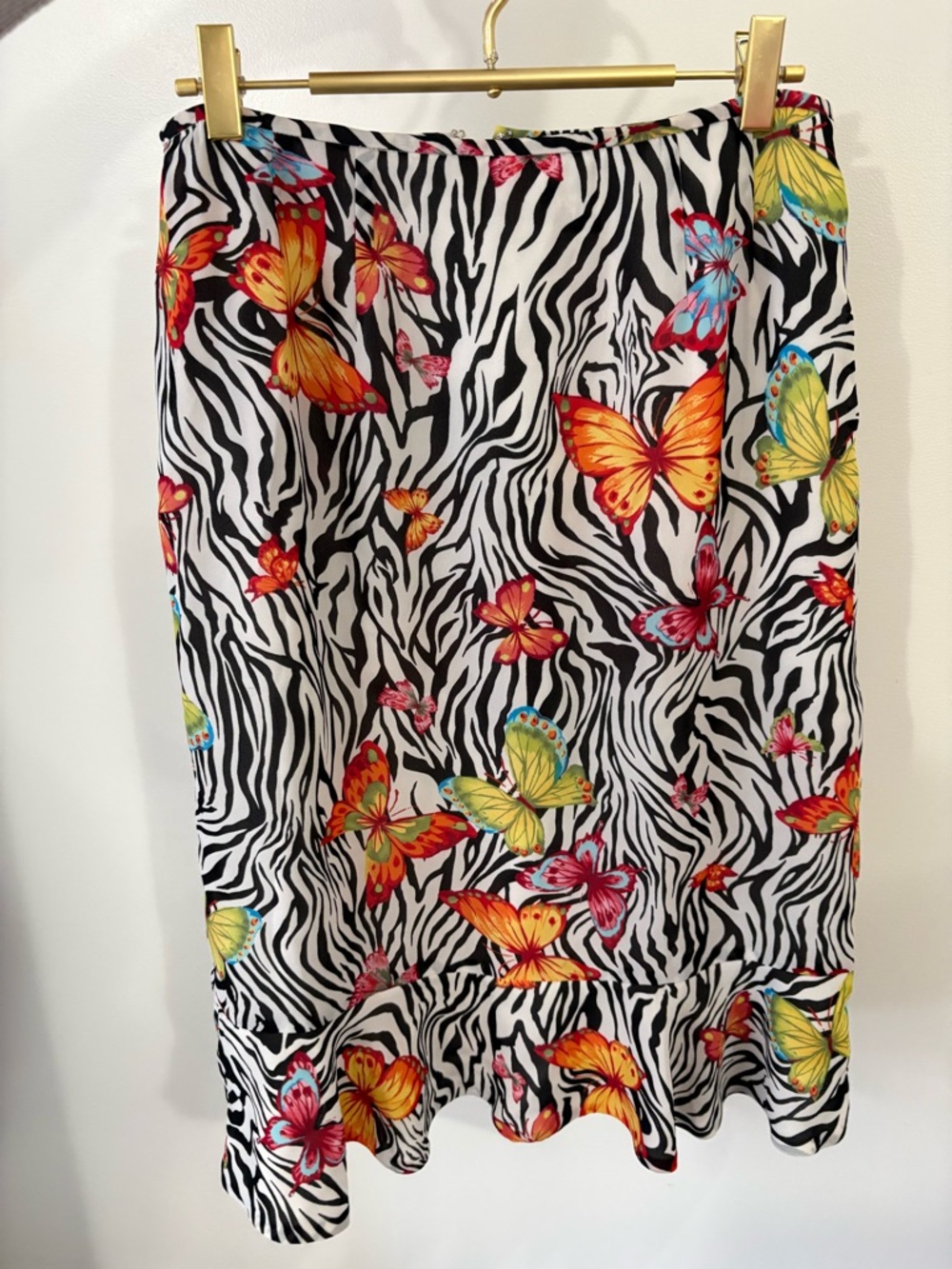 Vintage Butterfly Zebra midi skirt